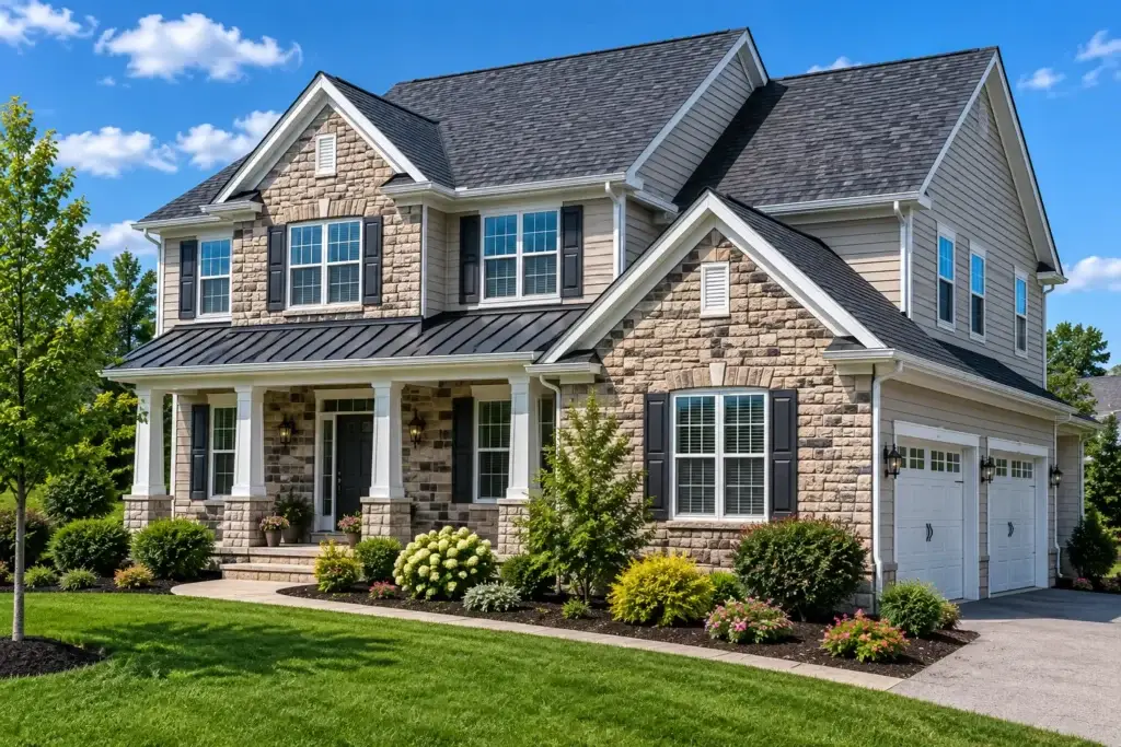Suburban Home With New Roof